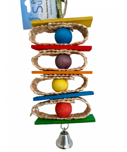 Parrot-Supplies Woven Plait Wooden Ball Stacker Parrot Toy